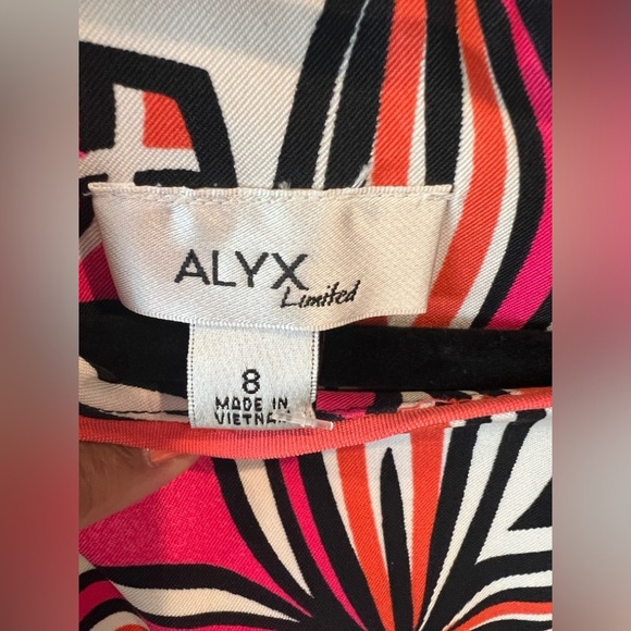 Alyx Limited Size 8 pink orange white and black print sheath dress - Picture 2 of 7